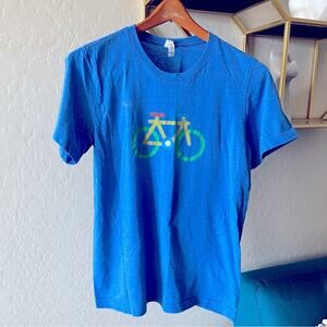 Bella Canvas blue bike bicycle ride graphic tee shirt size small S casual unisex